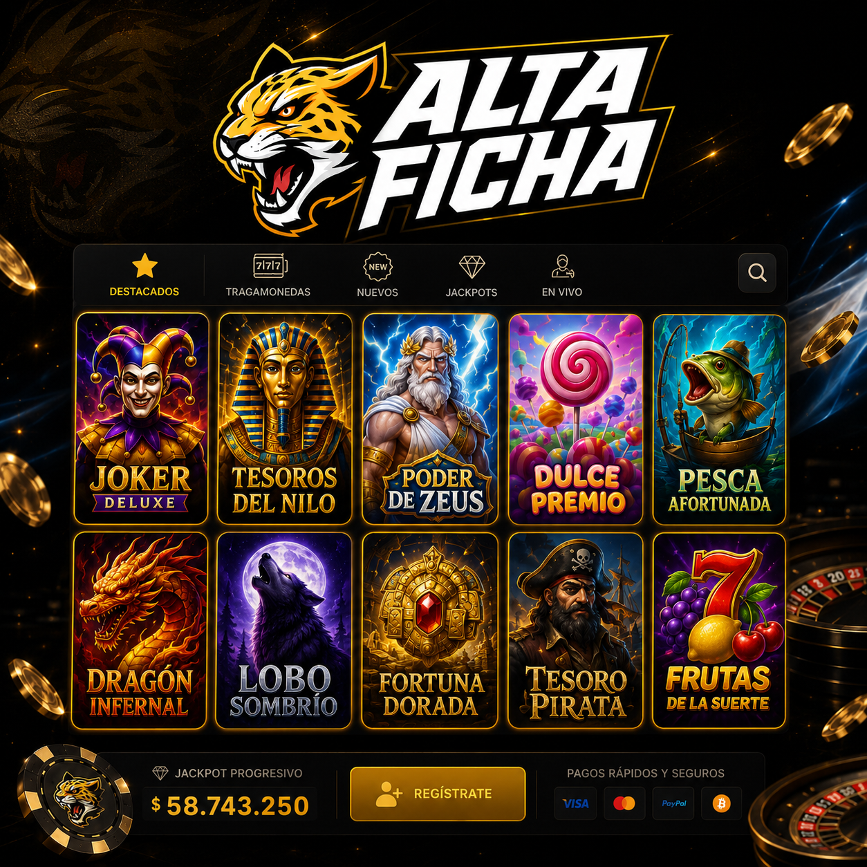 Catálogo de tragamonedas y juegos de casino disponibles en Altaficha Casino Argentina